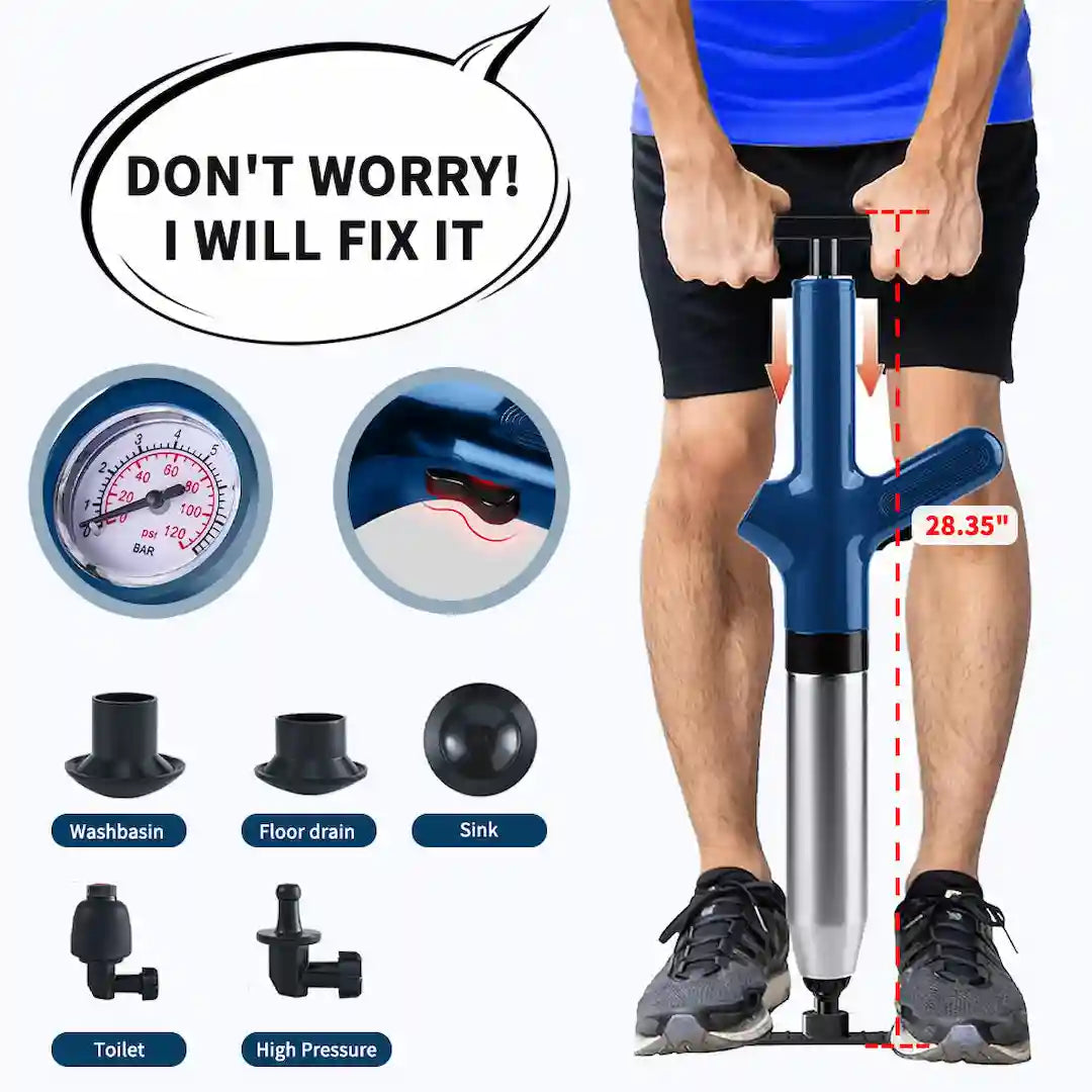 Simplix drain blaster unclogging sink and floor drains