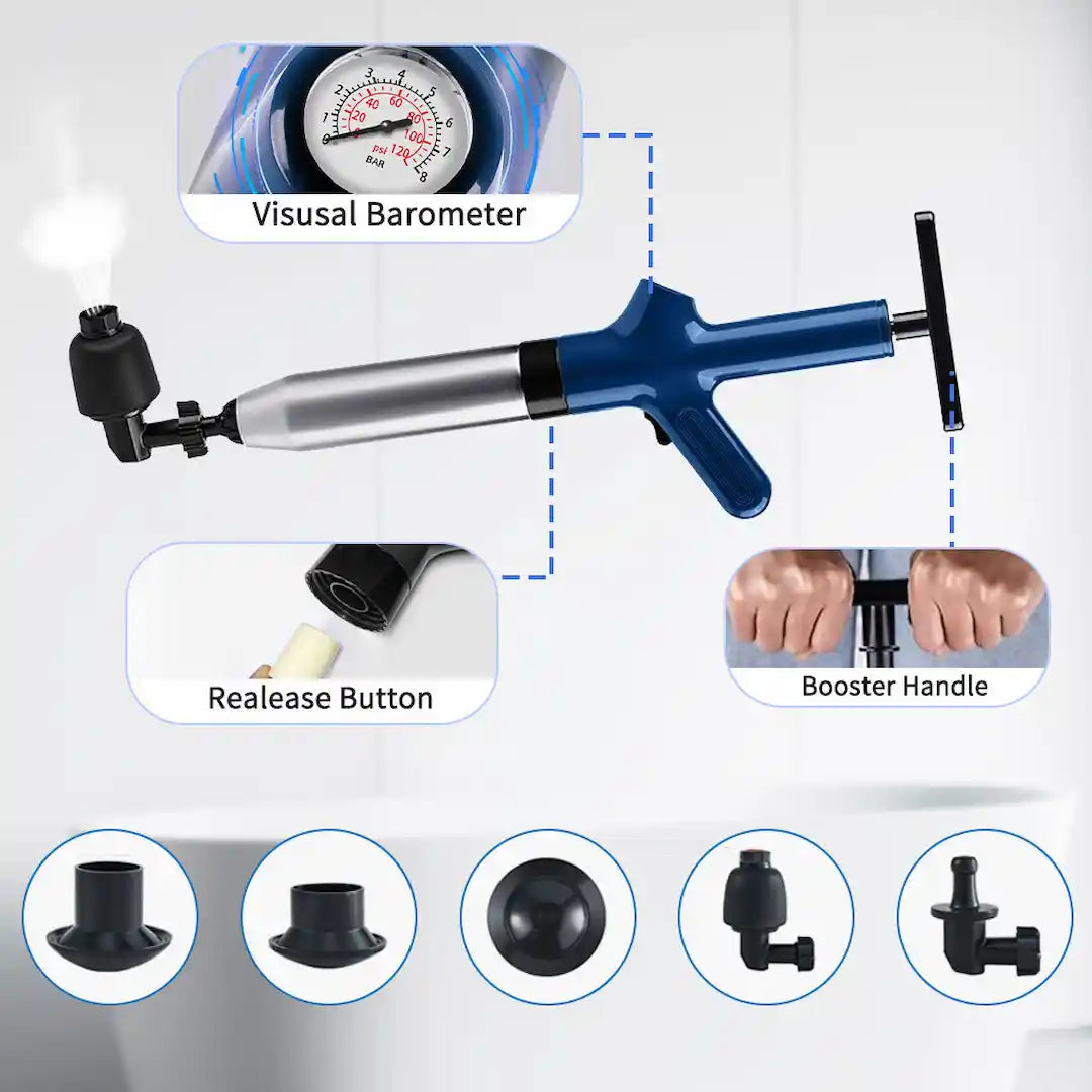 Simplix High Pressure Air Toilet Drain Blaster with nozzles 3