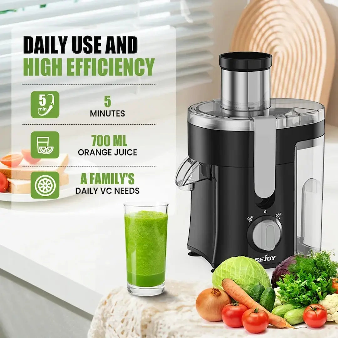 Juicer Machine – Centrifugal Juicer Extractor with 3” Wide Mouth, Stainless Steel, 300W Motor, 120V