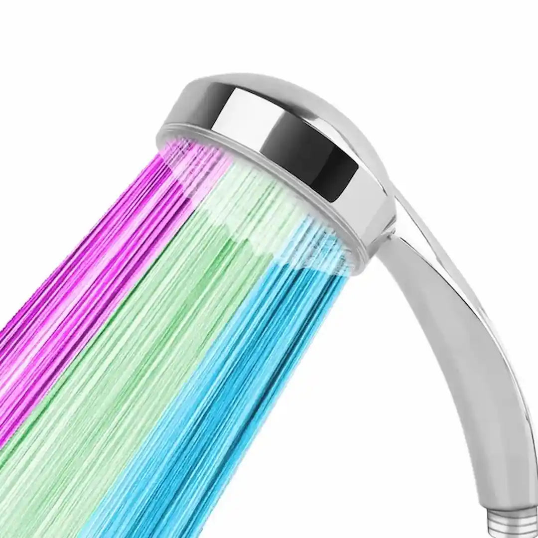 Color-changing LED shower head with chrome finish