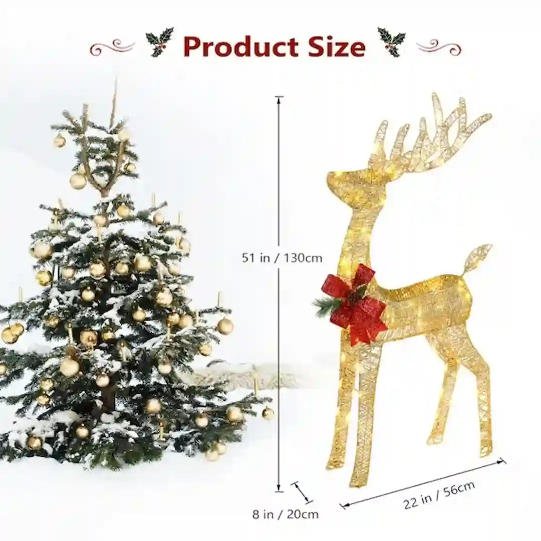 4ft Lighted Christmas Reindeer Outdoor Decorations –  Pre-Lit Reindeer with 90 LED Lights (Indoor & Outdoor) | Simplix™