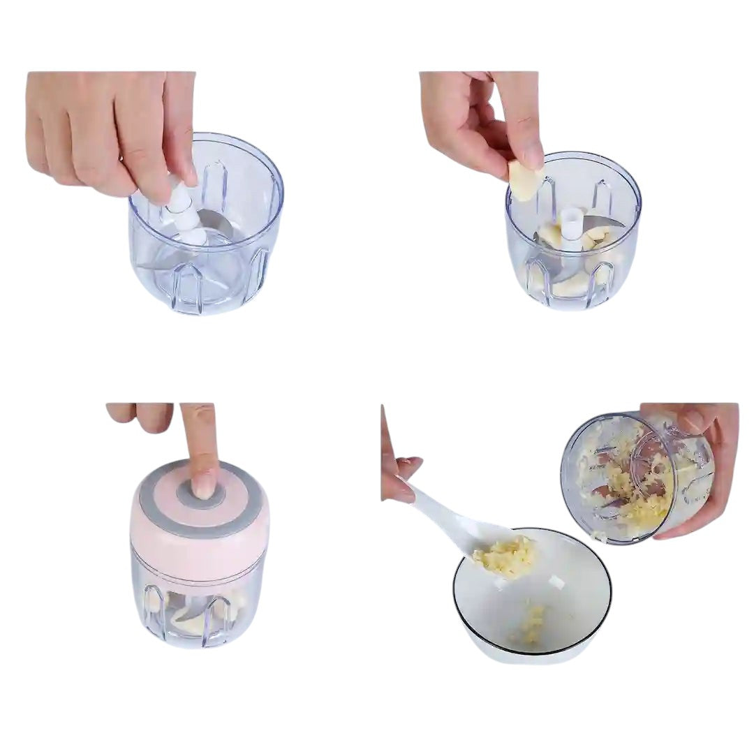Portable cordless garlic chopper with USB charging