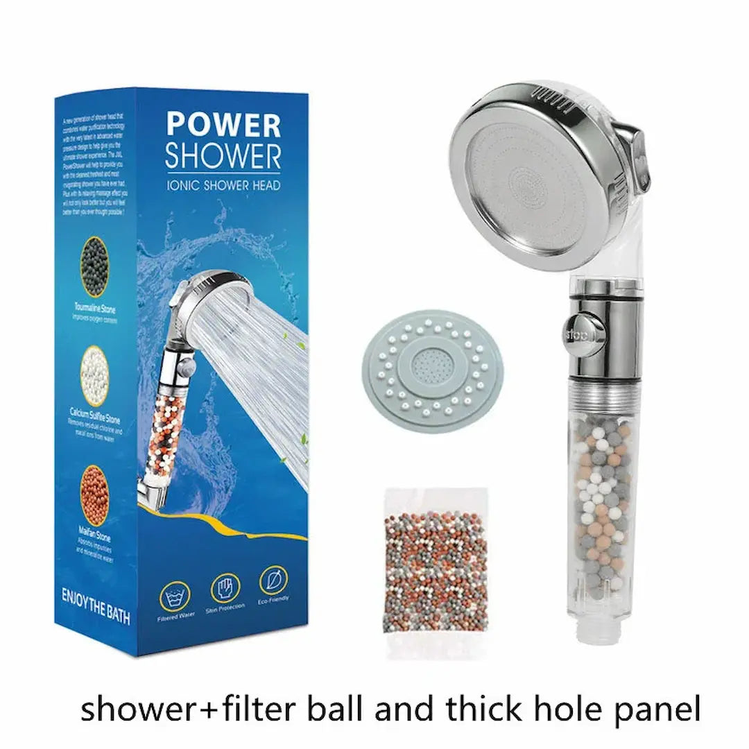 Simplix shower head installed in bathroom for water saving and purifying