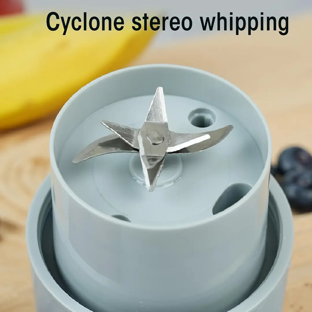 USB rechargeable blender charging via laptop or power bank