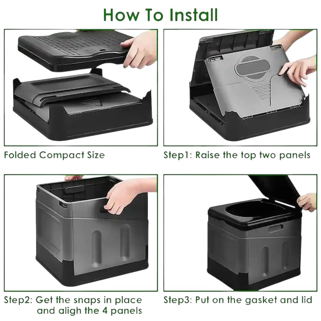 Simplix foldable toilet for camping and outdoor travel setup