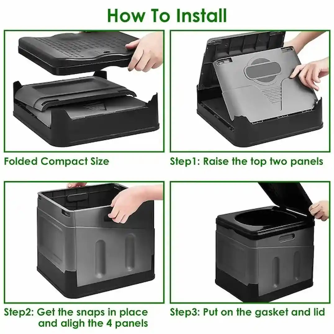 Simplix foldable toilet for camping and outdoor travel setup