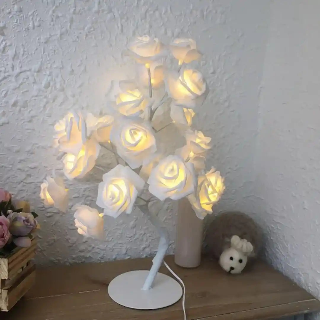 Rose White Flower Lamp Night Room