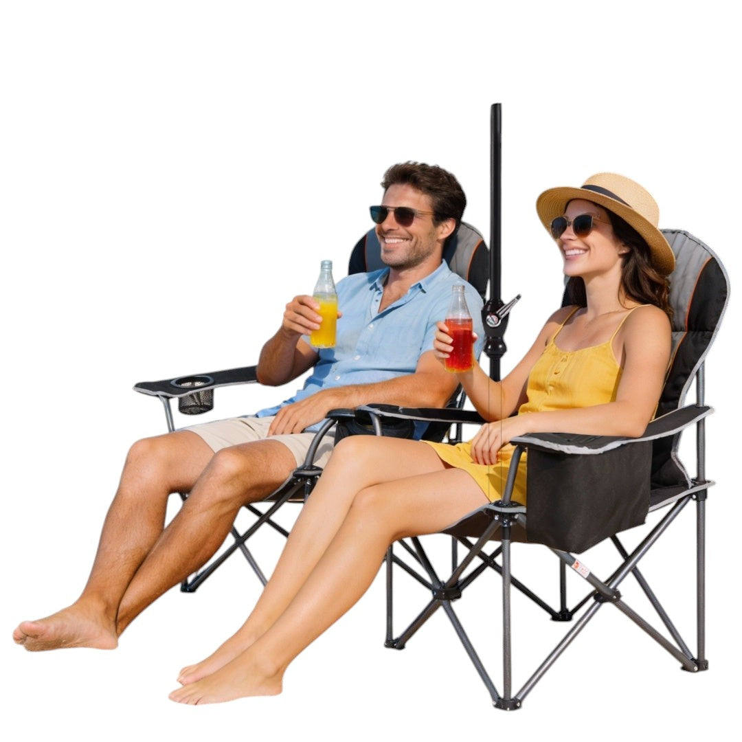 Simplix oversized camping folding chair with cooler bag and cup holder