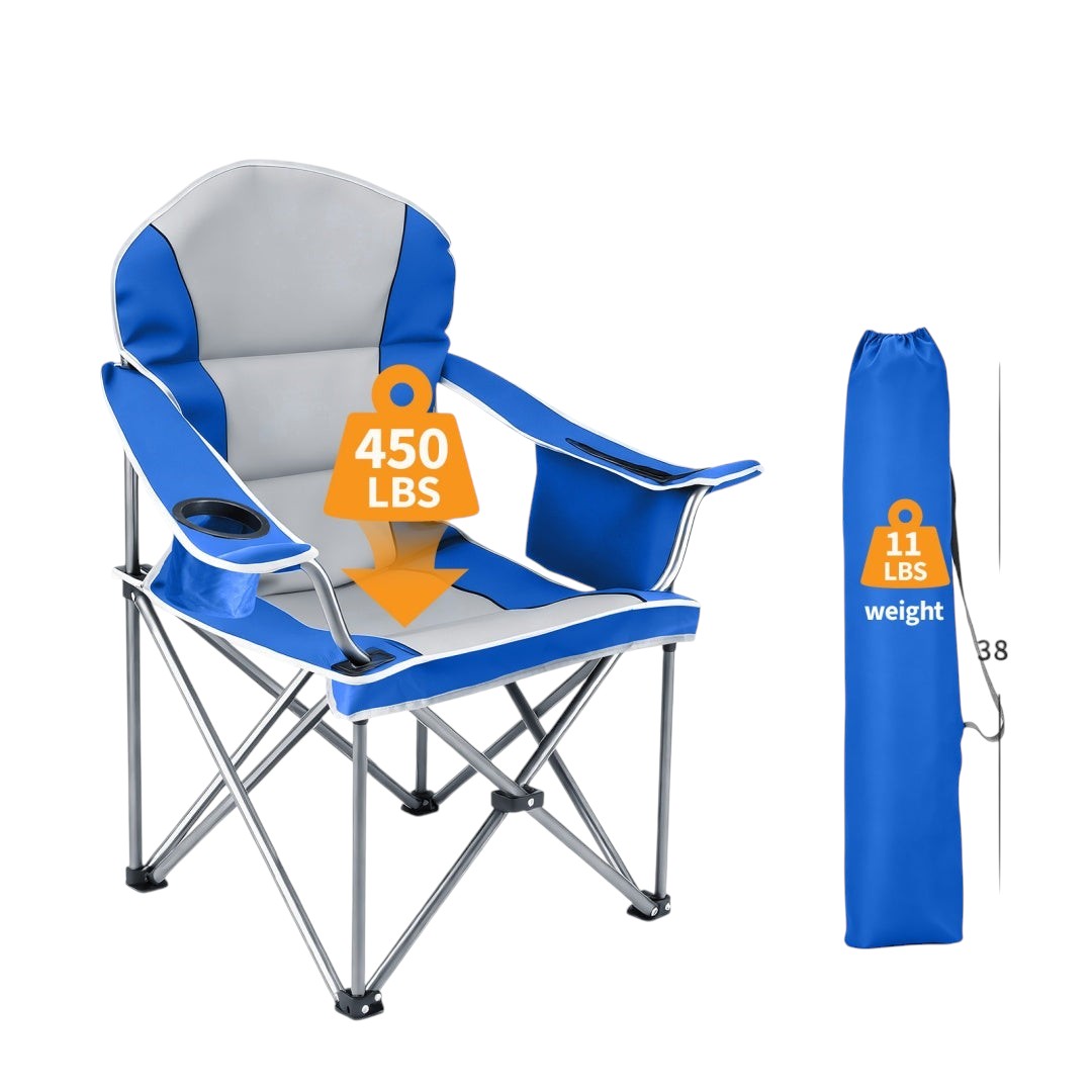 Simplix oversized camping folding chair with cooler bag and cup holder