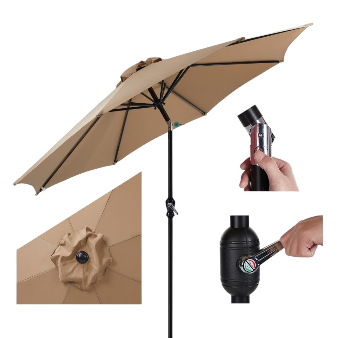 Simplix patio umbrella shading outdoor table in backyard