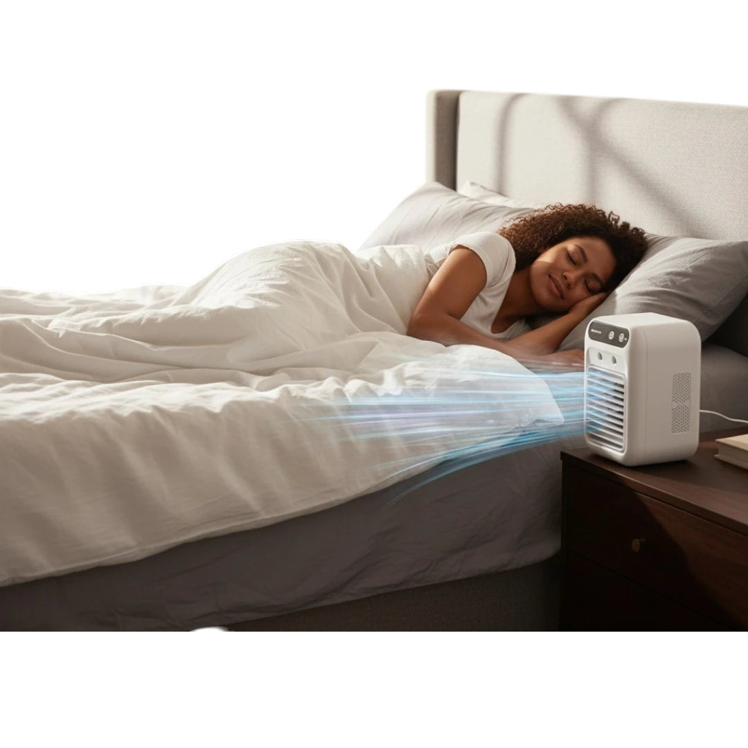 Simplix_portable_air_conditioner_fan_with_water_cooling in bedroom