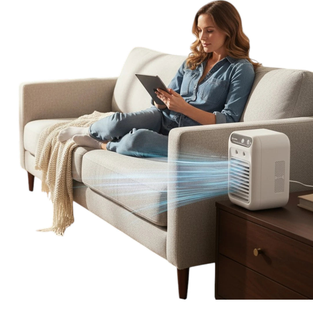 Simplix_portable_air_conditioner_fan_with_water_cooling in livinroom