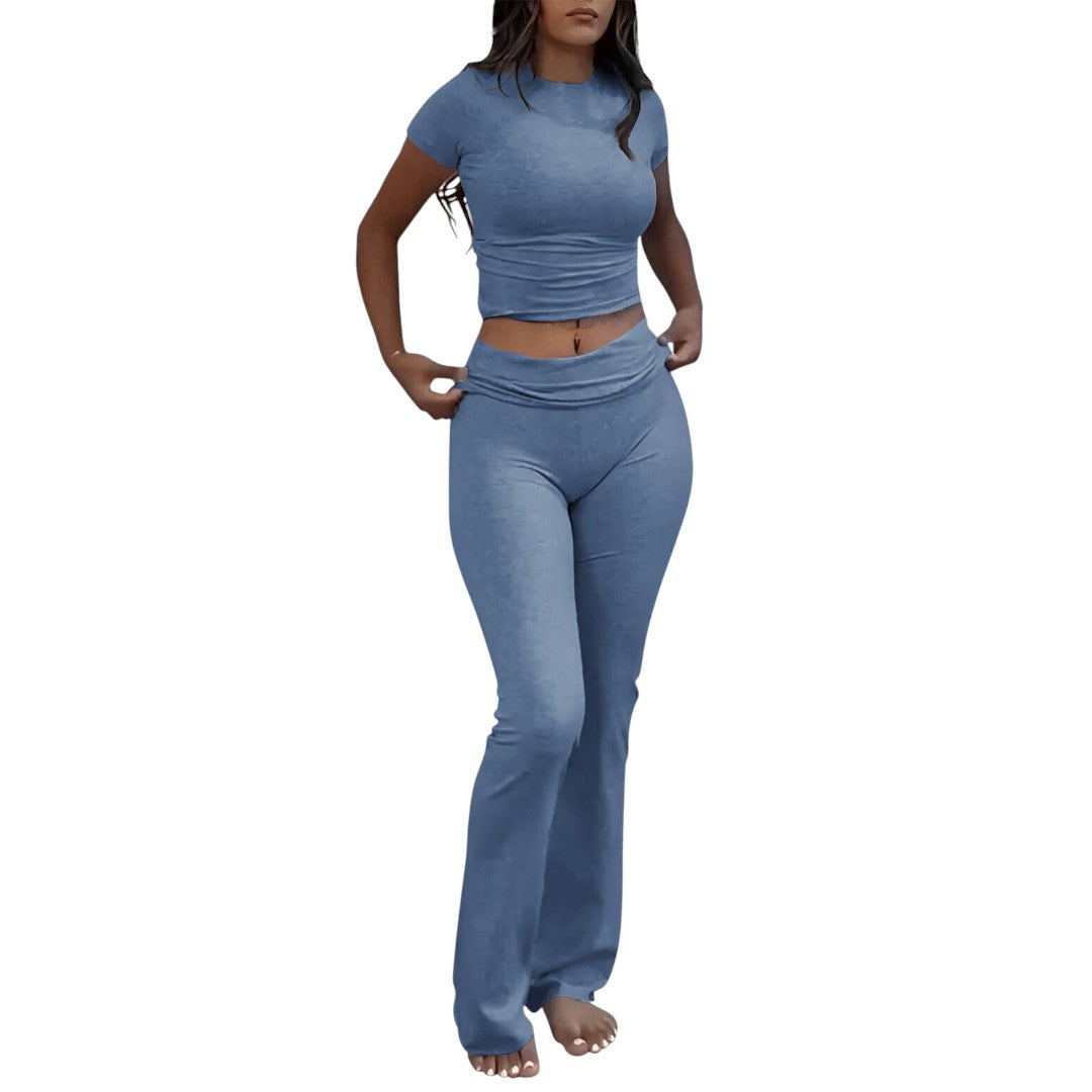 Simplix women two piece slim fit set flared pants outfit