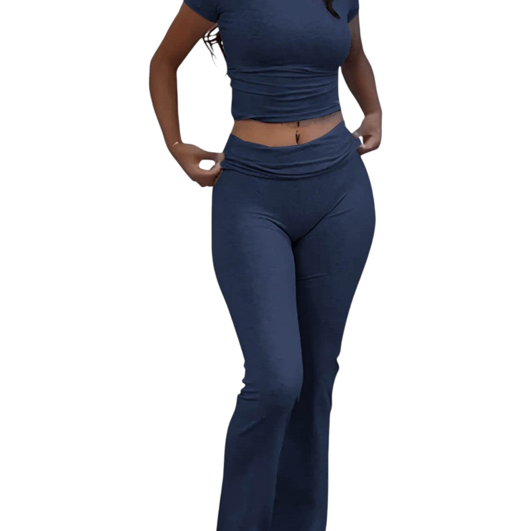 Simplix women two piece slim fit set flared pants outfit