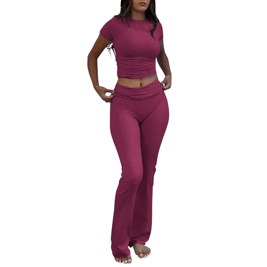 Simplix women two piece slim fit set flared pants outfit