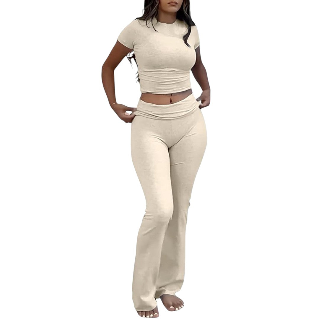 Simplix women two piece slim fit set flared pants outfit