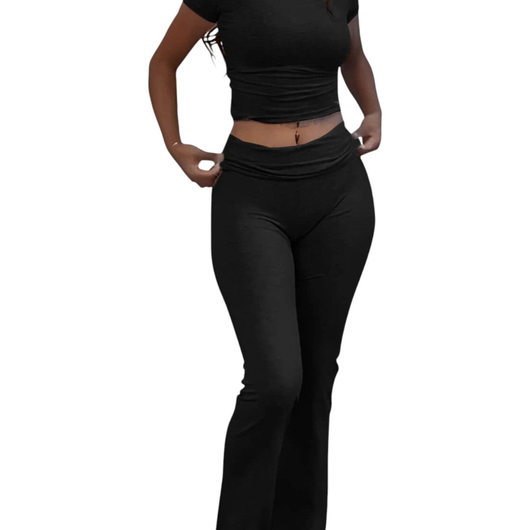 Simplix women two piece slim fit set flared pants outfit