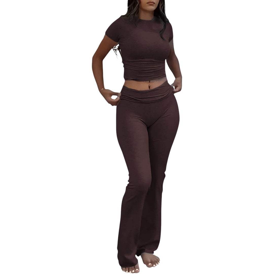 Simplix women two piece slim fit set flared pants outfit