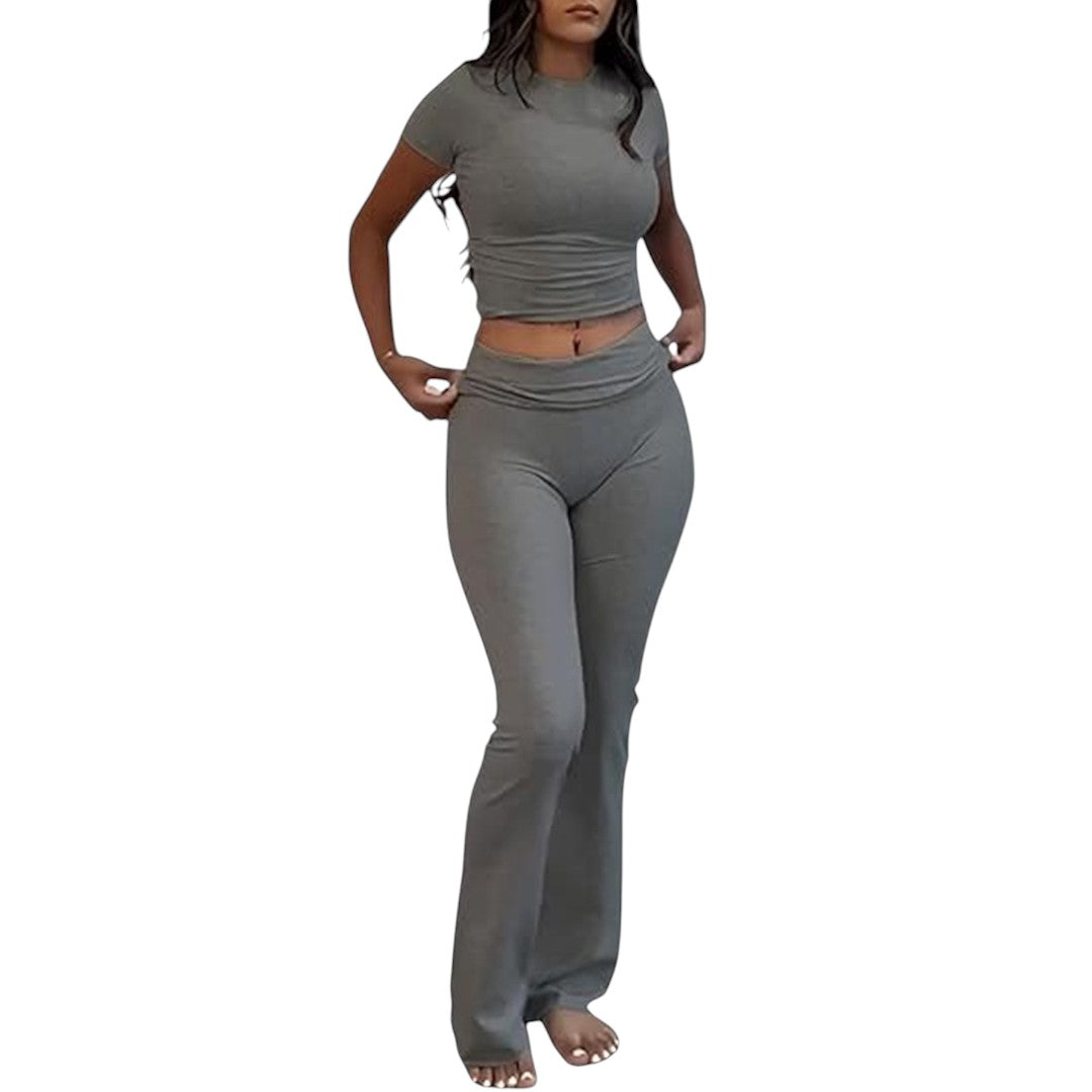 Simplix women two piece slim fit set flared pants outfit
