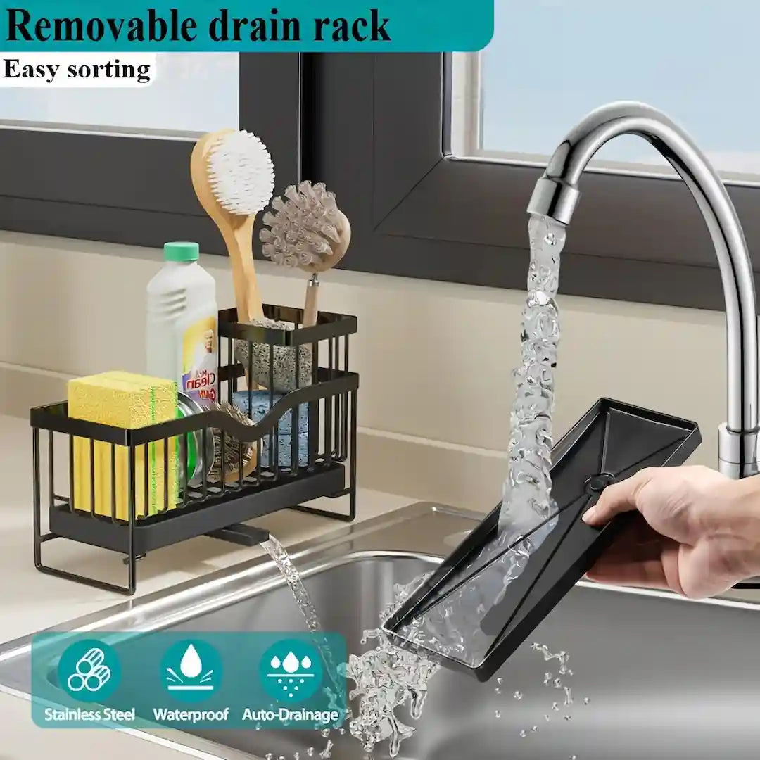Kitchen countertop sponge and dishcloth organizer