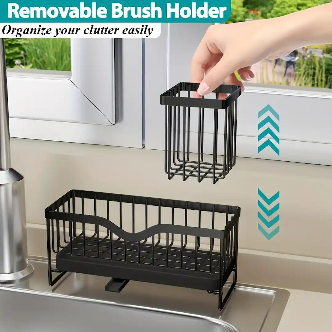 Rust-resistant stainless steel sponge holder with water drainage
