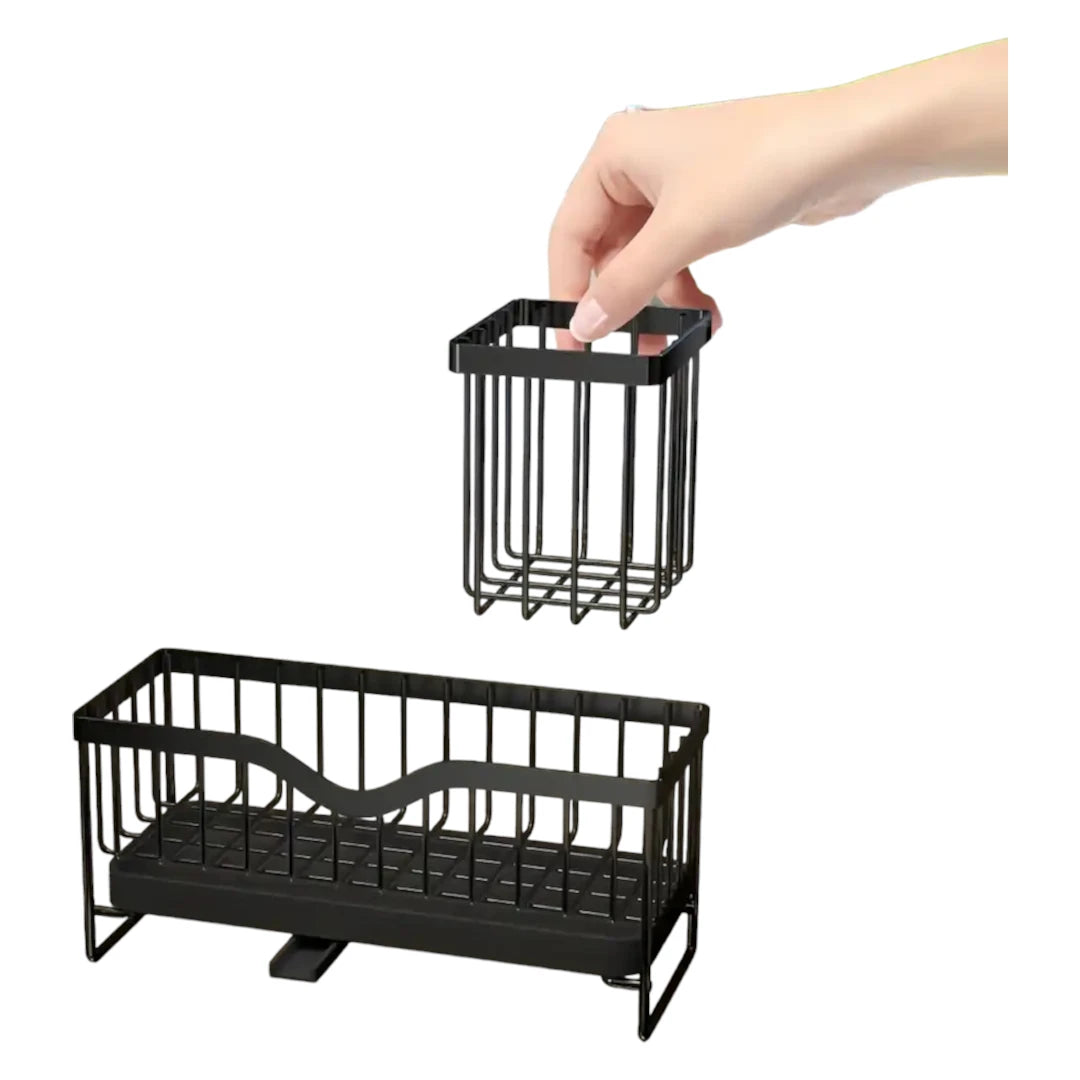 Stainless steel sponge holder with draining rack