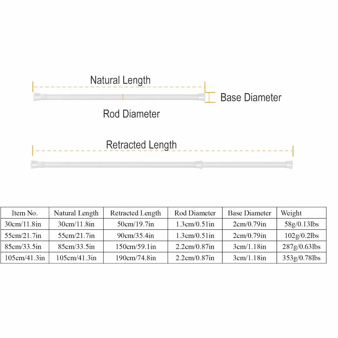 Simplix Adjustable Tension Curtain Rod Heavy-Duty Steel