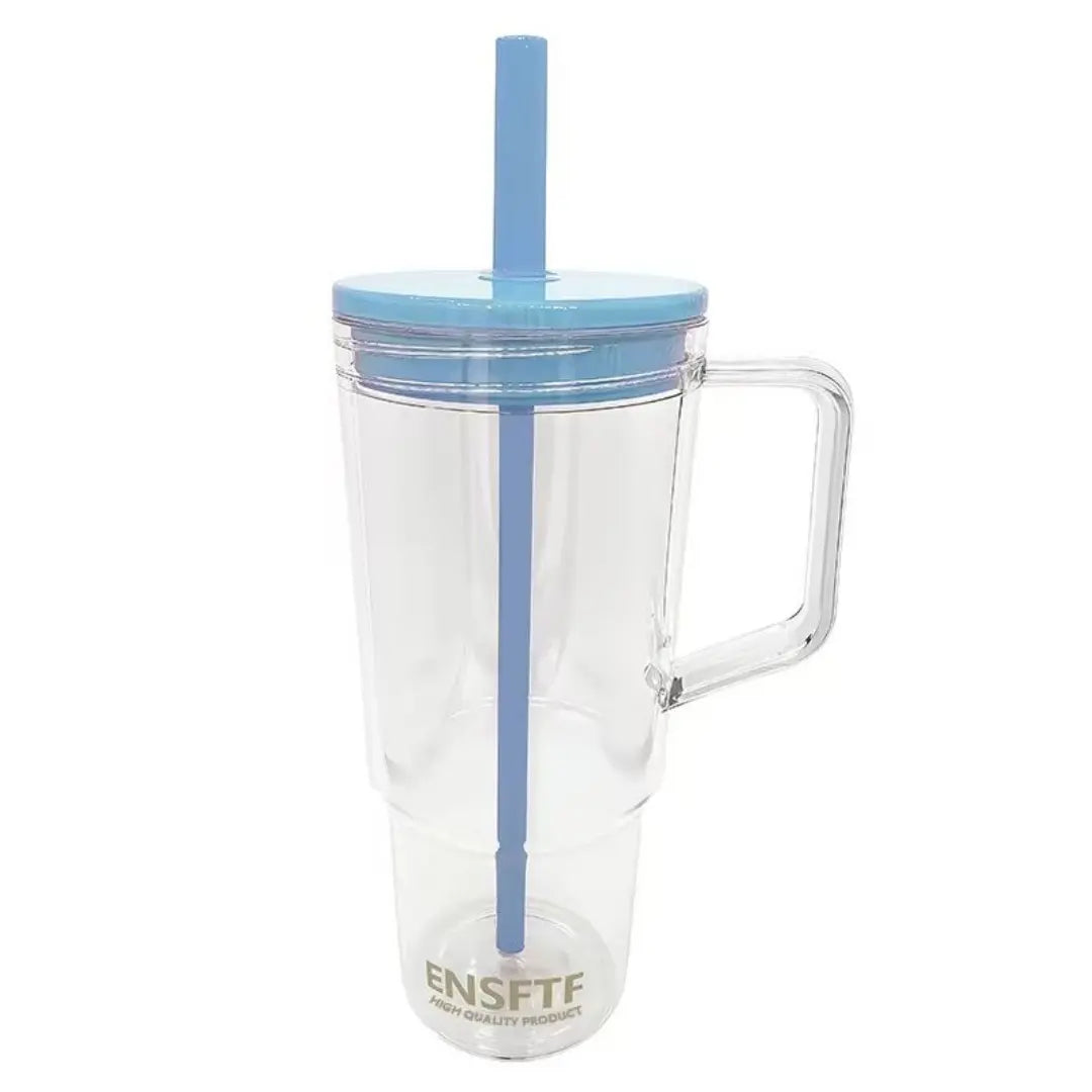 Simplix tumbler handle and double-mouth opening design