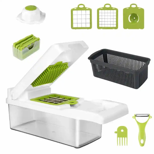 Simplix 12-in-1 Vegetable Chopper with Container – Multifunctional Food Slicer and Dicer