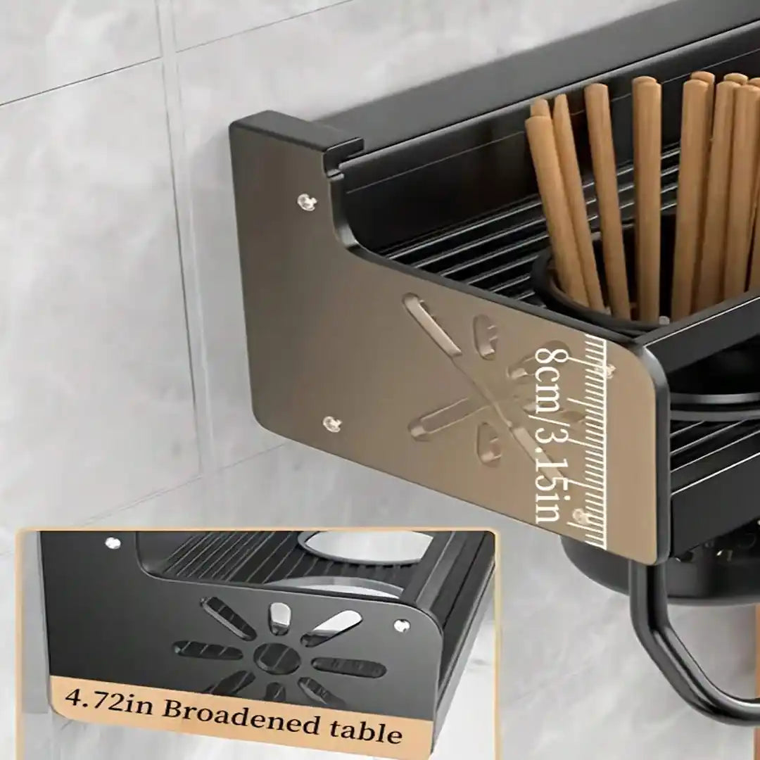 No-drill space-saving kitchen rack on wall